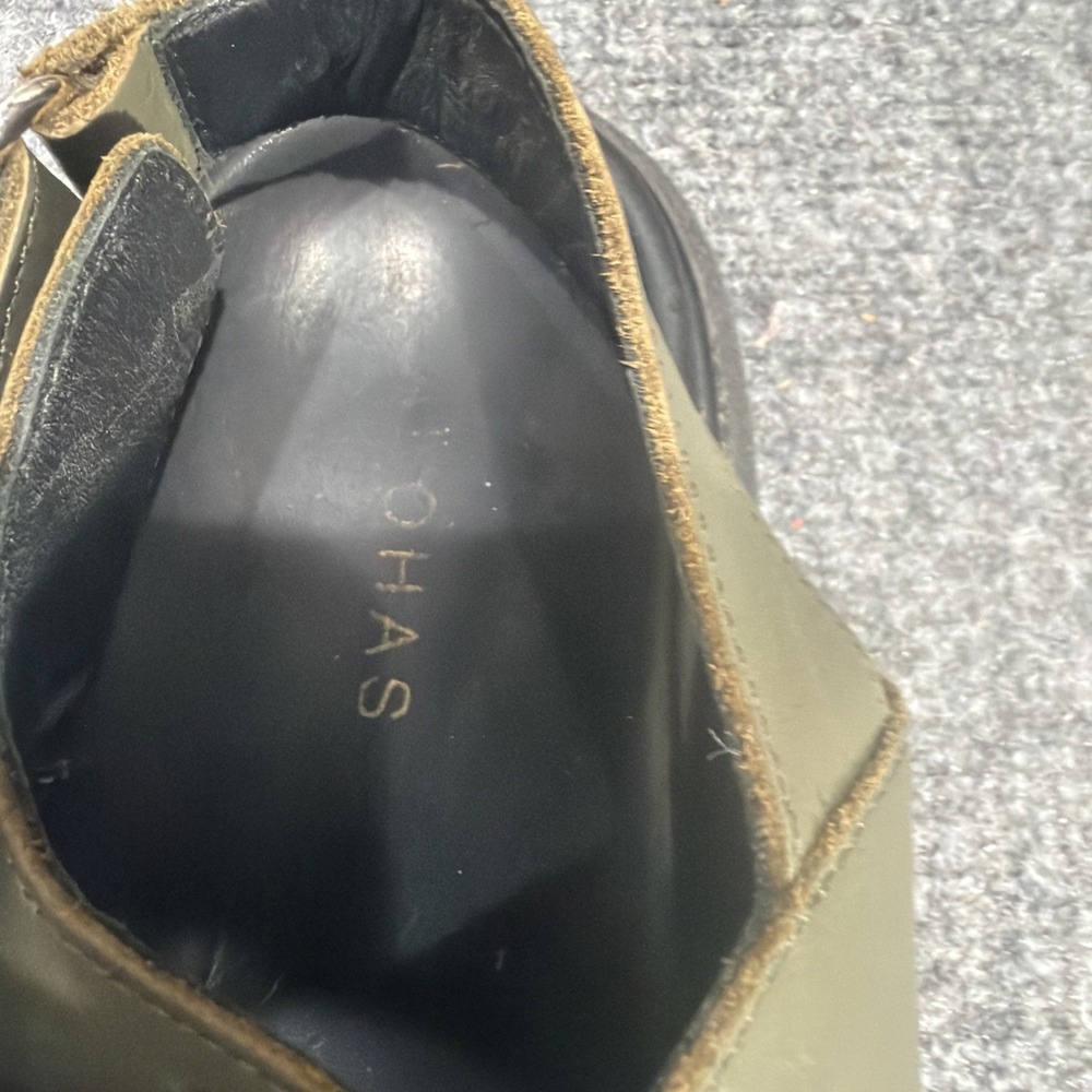 ALOHAS Harper Flat Sandals Olive Green Leather Chunky Gold Buckle EU 38 US 7 7.5 - Picture 11 of 12